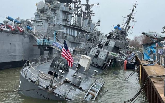 USS The Sullivans shown here on April 14, 2022 at the Buffalo and Erie County Naval and Military Park in New York.