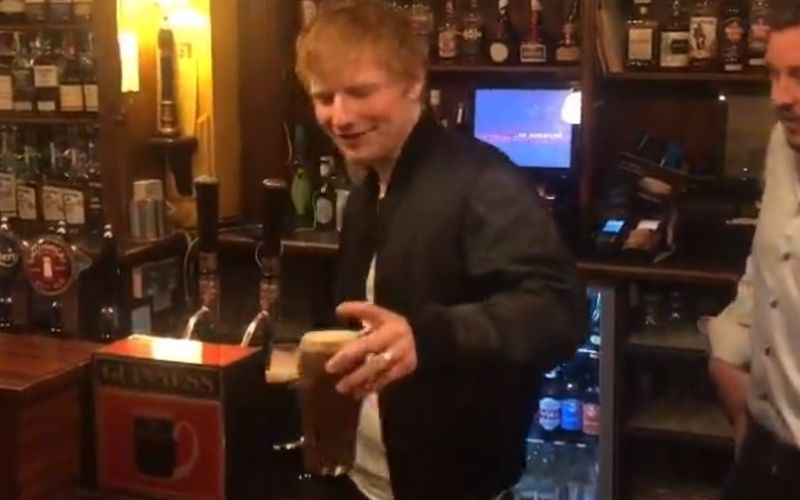 Sláinte! Ed Sheeran wins praise for pulling a "perfect pint" in Dublin