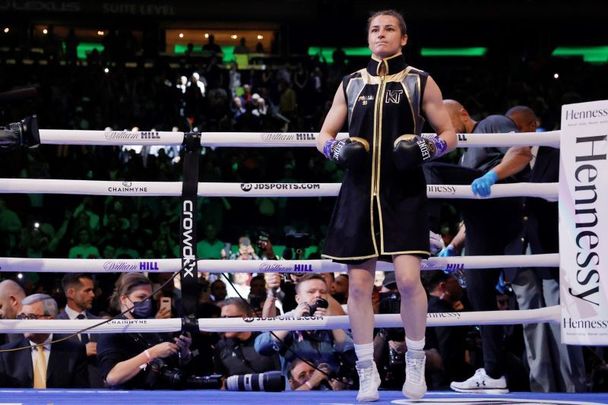 April 30, 2022: Irish boxer Katie Taylor appeared calm, cool, and collected as she took to the ring ahead of her history-making fight against Amanda Serrano at Madison Square Garden in New York City. 