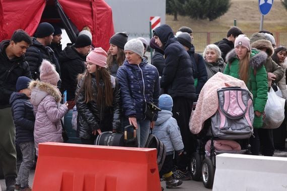 March 2, 2022, Ukrainian refugees at the Korczowa crossing on the Polish border. 
