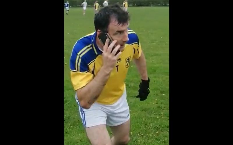 WATCH: Multitasking GAA footballer goes viral after taking a phone call on the pitch