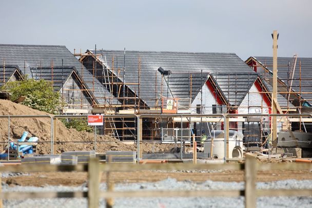Construction work taking place in the Bay Meadows housing development in Dublin 15. All 112 houses have been bought by global investment company Round Hill Company, to be put on the rental market 