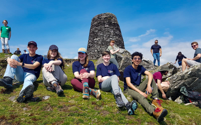 Students from Washington and Lee University at Eask Tower on the Dingle Peninsula 