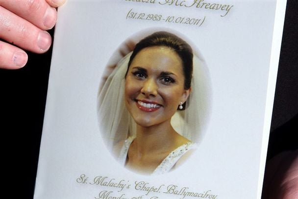 The order of service for Michaela McAreavey\'s funeral mass at St Malachy\'s church outside Ballygawley, Co Tyrone on January 17, 2011.