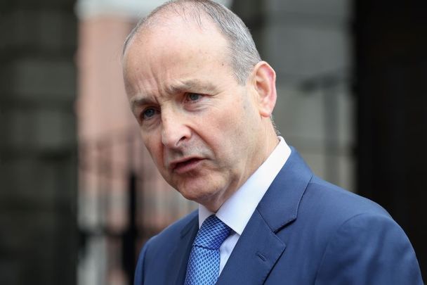 May 17, 2022: Taoiseach Micheál Martin speaking to the media while arriving at Dublin Castle.
