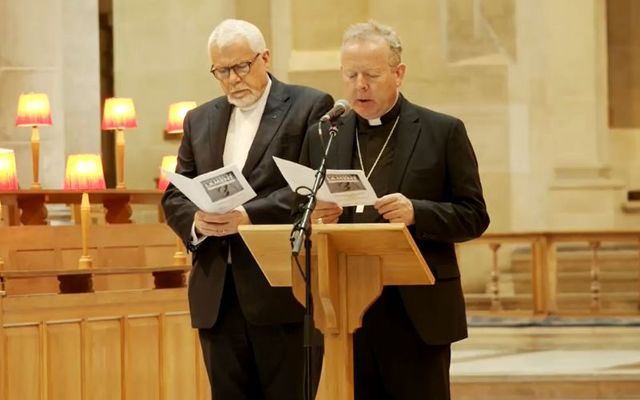 June 21, 2022: Presbyterian Moderator Dr. David Bruce and Archbishop Eamon Martin at St. Anne\'s Cathedral in Belfast for the Courage to Lament service as part of the Day of Reflection.