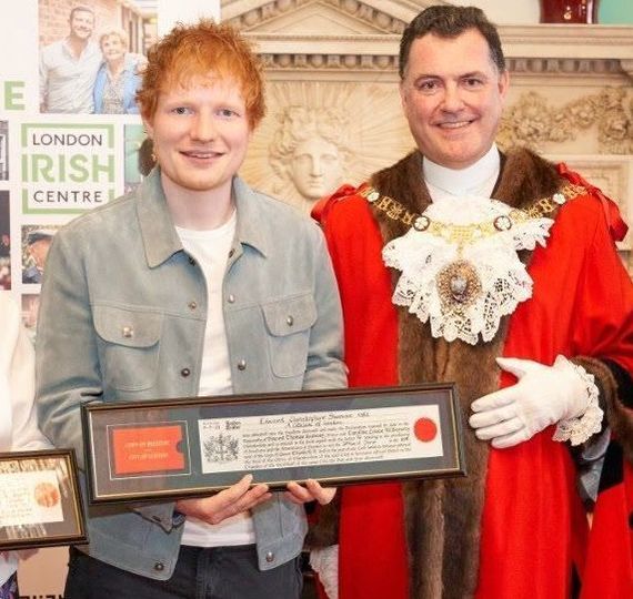 Ed Sheeran gives nod to his Irish heritage at Freedom of the City of London awards