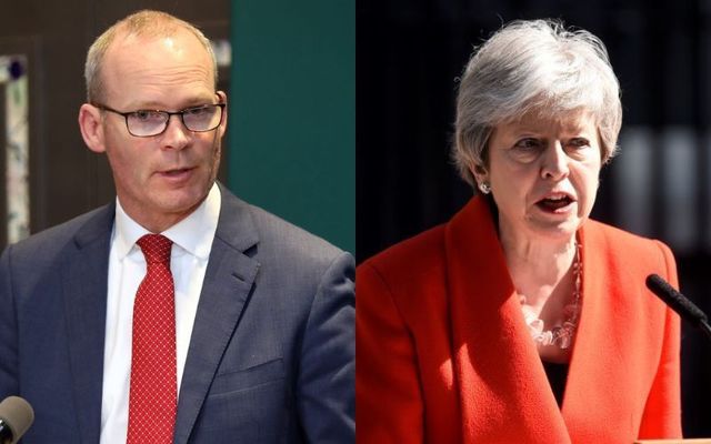 Simon Coveney, left, and Theresa May, right.