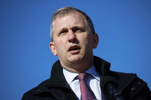 February 8, 2022: Rep. Sean Casten (D-IL) speaks during a news conference to introduce legislation on safe gun storage outside the US Capitol in Washington, DC. Democratic members of Congress were joined by gun control advocates to introduce the \"Protect Children Through Safe Gun Ownership Act.\" 