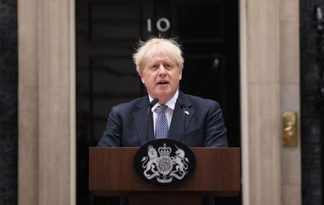 July 7, 2022: Boris Johnson announces his resignation as British Prime Minister outside 10 Downing Street in London.