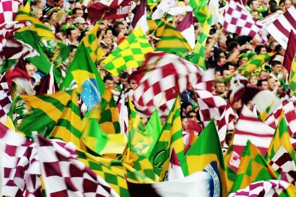 September 24, 2000: Kerry and Galway GAA fans line the stands in Dublin\'s Croke Park for the All-Ireland Senior Football Championship final.