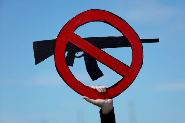 June 11, 2022: Ed Mackenzie holds a sign during the second March for Our Lives rally against gun violence at Pine Trails Park in Parkland, Florida. Community members from Parkland and all of South Florida joined together for the March For Our Lives Parkland rally near Marjory Stoneman Douglas High School, where 17 people were killed by a gunman on February 14, 2018. 