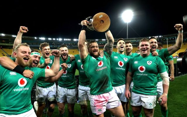 Irish players celebrate after beating New Zealand on July 16. 