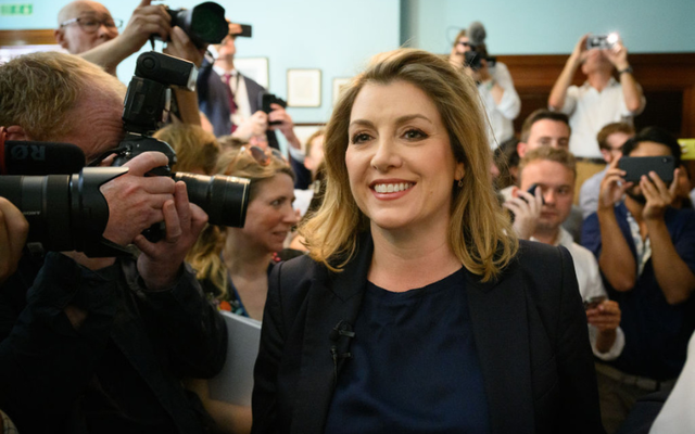 Conservative leadership candidate Penny Mordaunt arrives ahead of a press conference to launch her bid to become the next Prime Minister, on July 13, 2022, in London