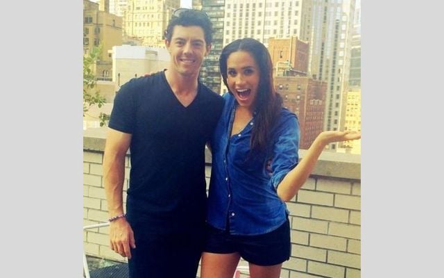 Rory McIlroy and Meghan Markle during her Ice Bucket Challenge in 2014.