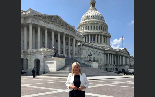 Michelle O\'Neill is in Washington to lobby US politicians over restoring power in Northern Ireland.