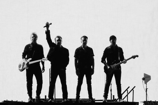 December 4, 2019: (L-R) Adam Clayton, Bono, Larry Mullen Jr., and The Edge of U2 perform during their The Joshua Tree Tour 2019 at Saitama Super Arena in Saitama, Japan.