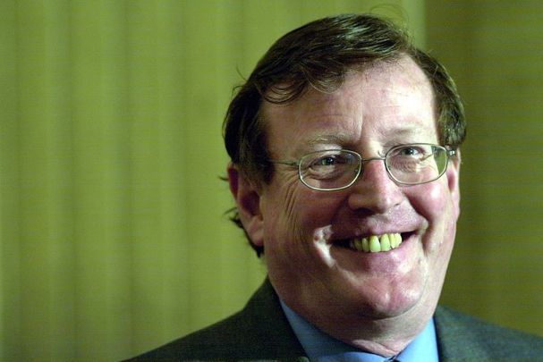 November 5, 2001: David Trimble, leader of the Ulster Unionist Party, speaking at Stormont Buildings after the Democratic Unionist Party had delayed the elections of the new first and deputy ministers for the Northern Ireland executive by Procedural means