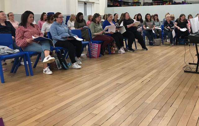 Claire Grogan leads rehearsal for the Voices of the Boyne