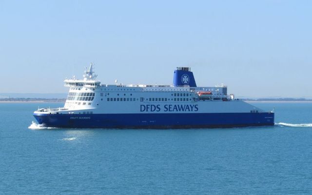 A DFDS seaways ferry crossing the English Channel.