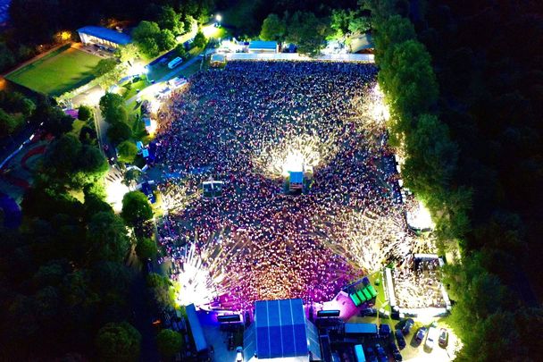 August 13, 2022:An aerial view of the Falls Park for Féile an Phobail Back to the 80s.