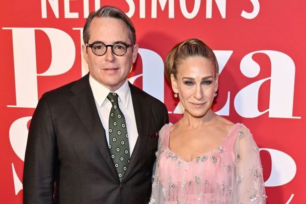 March 28, 2022:  Matthew Broderick and Sarah Jessica Parker attend \"Plaza Suite\" Opening Night in New York City. 