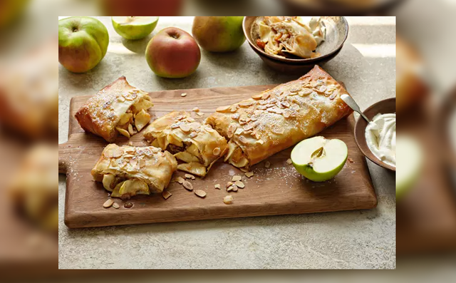 Bramley apple strudel.
