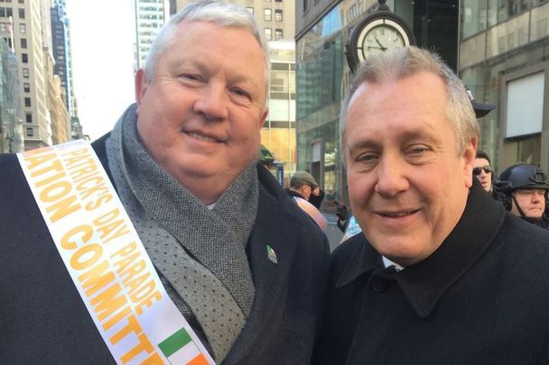 Tarlach MacNiallais (L) and Former New York City Council Member Danny Dromm (R) once protested the New York City St. Patrick’s Day parade.