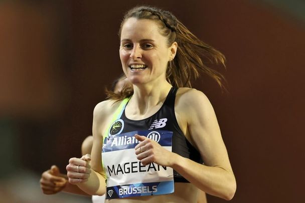 September 2, 2022: Ciara Mageean of Republic of Ireland celebrates victory following Women\'s 1500m during the Allianz Memorial Van Damme 2022, part of the 2022 Diamond League series at King Baudouin Stadium in Brussels, Belgium. 