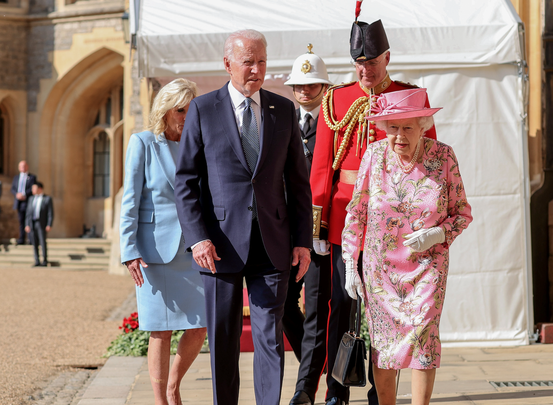 Joe and Jill Biden with Queen Elizabeth in London during his 2021 state visit to the UK.