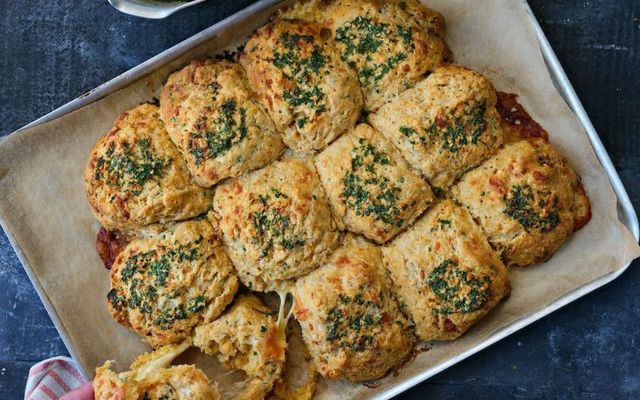 Tear and share smoked garlic and cheese scones.
