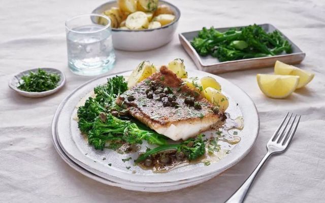 Irish haddock with butter, lemon and caper sauce.