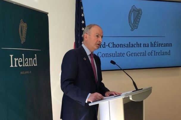 September 23, 2022: Taoiseach Micheal Martin addresses at gathering at the Irish Consulate in New York City.