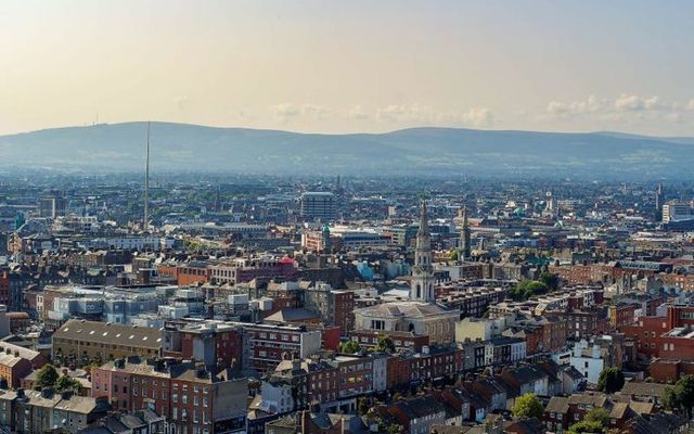 Aerial view of Dublin city.