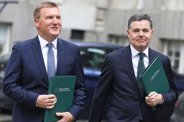 September 27, 2022: Fianna Fáil Minister for Public Expenditure and Reform Michael McGrath and Fine Gael Minister for Finance Paschal Donohoe ahead of presenting Ireland\'s Budget 2023.