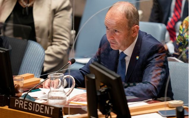 September 23, 2021: Taoiseach Micheal Martin presides as president during a meeting of the United Nations Security Council during the 76th Session of the U.N. General Assembly at U.N. headquarters in New York City.