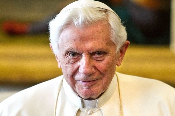 January 14, 2012: Pope Benedict XVI attends a meeting with Italian Prime Minister Mario Monti at his private library in Vatican City, Vatican. 