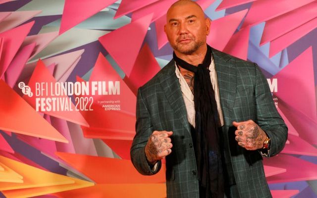 Dave Bautista attends the “Glass Onion: A Knives Out Mystery” Photocall during the 66th BFI London Film Festival at The May Fair Hotel on October 16, 2022, in London, England.