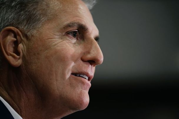 November 15, 2022: House Minority Leader Kevin McCarthy (R-CA) talks to reporters after the House Republican Conference voted for him to be its nominee for Speaker of the House in the US Capitol Visitors Center in Washington, DC. McCarthy was elected leader of the caucus, paving the way for his election to Speaker of the House if the GOP wins control of the House of Representatives. 