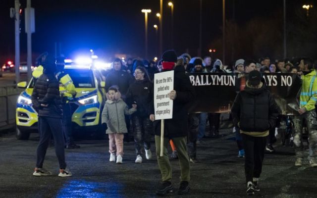 Demonstrators protest against the housing of refugees in Ballymun on Thursday. 