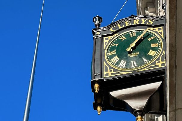 January 17, 2023: Clerys\' Clock in Dublin unveiled with a clean look.
