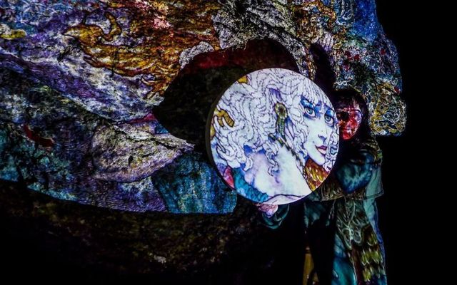 Ériu, founding Goddess of Ireland by Jim Fitzpatrick illuminating Uisneach for the inaugural Herstory Light Festival in 2017. Uisneach is the sacred feminine centre of Ireland and indigenous elders journey here to start their world pilgrimages for peace.