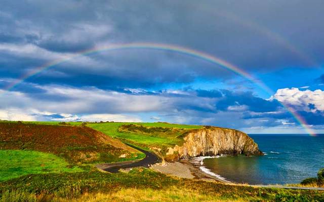 A rainbow over Ireland\'s Copper Coast in Co Waterford.