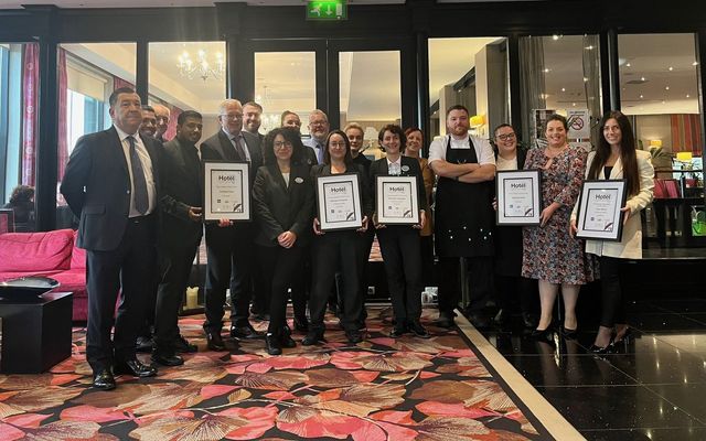 Staff at Dublin’s Ashling Hotel are pictured celebrating yet again as they emerged victorious at the recent Irish Hotel Awards held in Sligo. It has been a mammoth 2023 for the iconic Dublin hotel which won overall city hotel of the year.