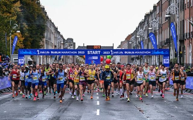 October 29, 2023: Runners take off for the 2023 Irish Life Dublin Marathon.