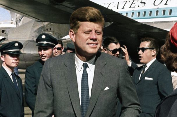 November 22, 1963: President John F. Kennedy as he arrives at Love Field in Dallas, Texas.