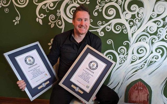 Irish chef Alan Fisher with his two new Guinness World Record certificates.