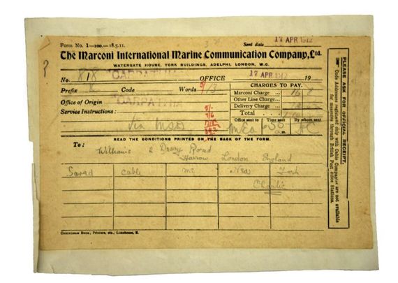 A message from Titanic survivors was transmitted from the Carpathia on 17th April 1912, reading ‘All safe, Lucile’ and ‘Saved cable me New York\".