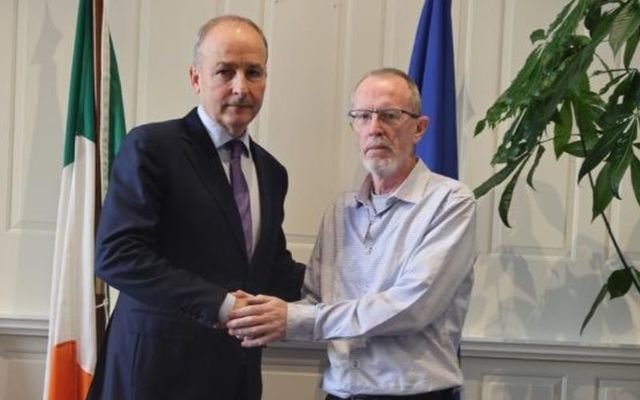 November 14, 2023: Tanaiste Micheal Martin meets with Thomas Hand, whose eight-year-old daughter Emily is believed to have been kidnapped by Hamas.