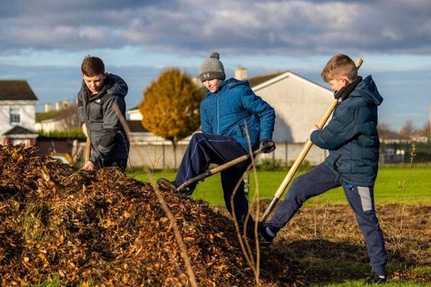December 1, 2023: Children from Our Lady Immaculate National School plant native Irish trees at Darndale Park. 